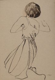 Bouts, Bernard. Bailarina, año 1948, acuarela, 48 x 32 cm. c/funda