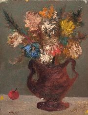 PANAGIOTOPULOS, Homero | Vaso con flores | óleo s/cartón entelado | 44,5 x 34,5 cm.