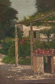 Dasso, Jardín con macetas, óleo s/tela. Vendido en Bullrich Gaona Wernicke Remate N°87, Lote 210