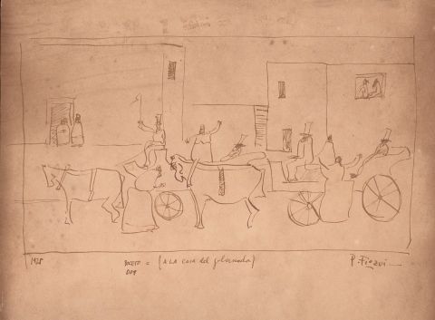 Figari, 'A la Casa del Gobernador', dibujo, c/ cert.