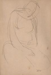 DUCMELIC, Figura femenina, dibujo a la tinta china firmado. Mide: 27 x 18 cm.