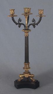Candeleros Napoleon III, laqueados y dorados, 4 velas