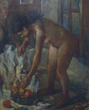 CLETO CIOCCHINI, Desnudo, óleo sobre hardboard  (92 x 115 cm.)