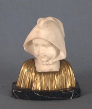 GENNAIS. Busto de niña, bronce y mármol, numerada