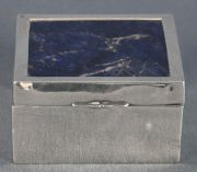 Caja de plata inglesa de la casa Harvey, de G.B & Sons, tapa de lapislázuli