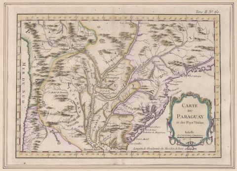 BELLIN, Jacques N. 'CARTE DU PARAGUAY'. Paris, 1764. (Le Petit Atlas Maritime)