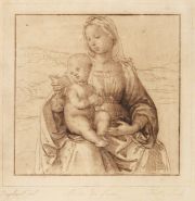FRILLEY, Jean Jacques: 'Virgen con niño', grabado.