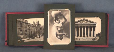 Album con 82 tarjetas postales antiguas, fines del siglo XIX principios del siglo XX (algunas hojas c peq. deterioros)