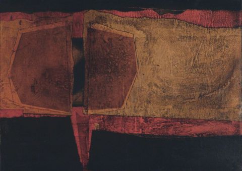 SEGUI, Antonio. Abstracto, collage. firmado y fechado 1962. 50 x 70 cm