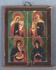 Icono griego, escenas de la Virgen, peq. tabla.