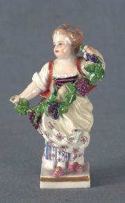 Niña con uvas, figura de porcelana Meissen