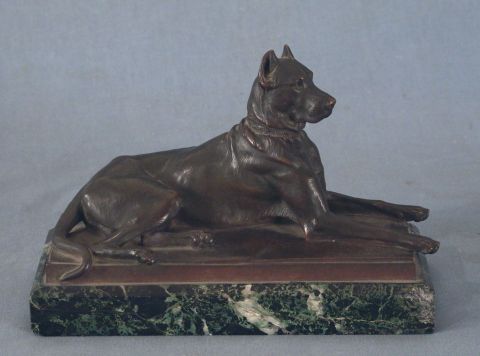 GARDET, Perro escultura de bronce