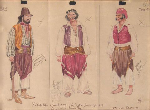 Gauchos e Indios, dos acuarelas ilustraciones para la obra: 'Yo mat a Quiroga'