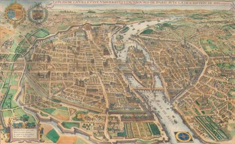 Mapa de Paris, 1600, color