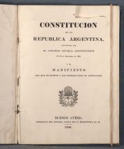 CONSTITUCION ARGENTINA, Imprenta del Estado.Bs.As. 1° Edición, 1826.