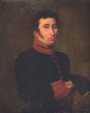 DESNOYERS, Gaspar A. Retrato de un militar, óleo (saltaduras)