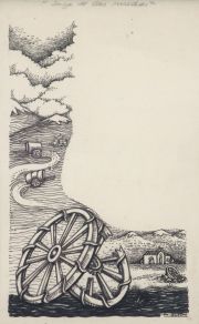 BURTON. Saga de las ruedas, tinta china, 20,5 x 11,2 cm.
