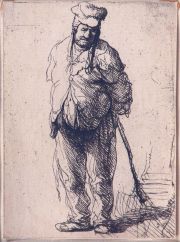 Rembrandt Personaje, aguafuerte con referencias al dorso.