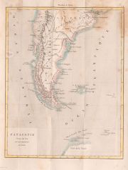 Mapa Patagonie, grabado coloreado.