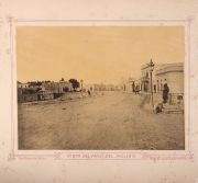 Vista del paso del Molino y Plaza Independencia, dos fotografias albuminadas editadas por Galli y Cia. en 1875 a través