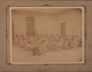 Escuela de Artes y Oficios, Montevideo. (Zapateria).  Foto albuminada circa 1882. Realizada por la firma fotografica