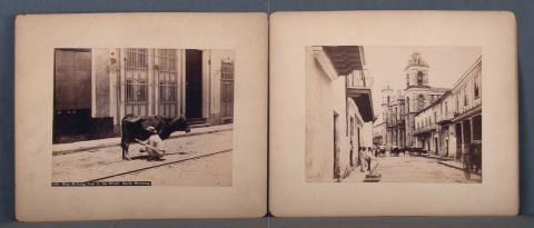 Alfred Briquet, Man Milking cow in the street, Early Morning y Catedral del Buen Pastor, México. Dos fotografías circa