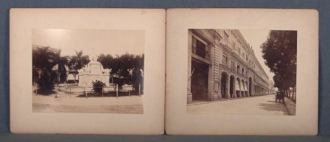 Alfred Briquet. Indian Statue y Calle con Carruaje. Dos fotografías circa 1870.