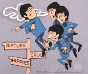 Beatles, Croc ,Hippies, celuloide de animación (Animation Cell), recreación  de los Cartoons Series The Beatles del