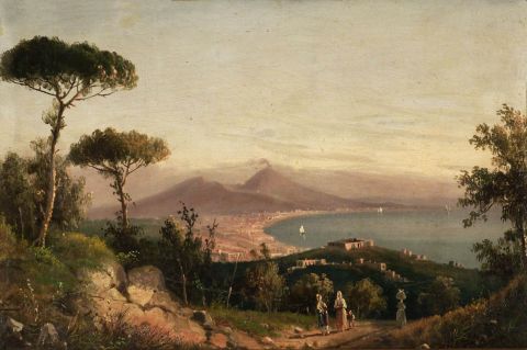 LETO, Bahía de Nápoles, óleo sobre tela. Con restauraciones.