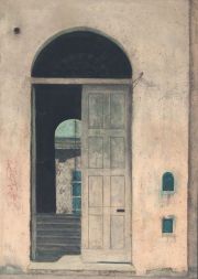 GEBER, Roma 'La puerta madre', óleo 50 x 70 cm. Al dorso cert.de aut. de Logard