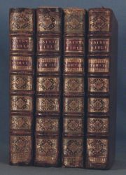 BIBLIA,, en latin y en frances, 4 Vol: (Tomo I, II, III y IV).