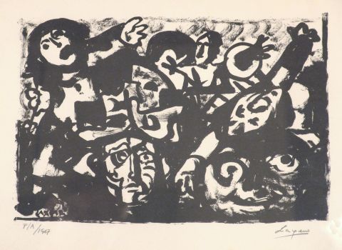 LAXEIRO. Personajes, litografía, año 1967 P/A