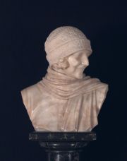 Micheletti, A, Mujer Art Deco, busto de alabastro firmado
