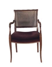 Sillon estilo inglès esterillado, asiento tapizado en pana bordo.Chicoff
