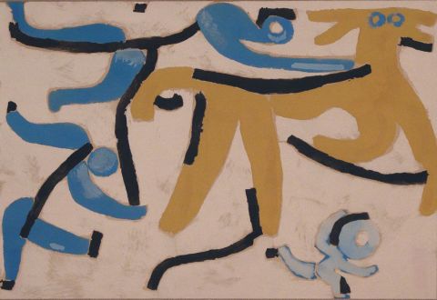 ANONIMO. Abstracto, ex colecc Hiplito Paz ( Tuco) temp con celeste y amarillo