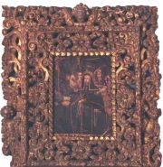 Santa Rita de Casia, leo sobre latn, marco tallado y dorado