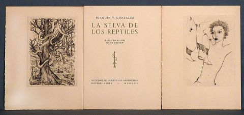 GONZALEZ, Joaquin V. La selva de los reptiles, punta seca de Maria Cusmen. 1953. SBA 79/100
