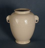 Gran vaso chino fines siglo XIX Asas con cabeza de elefante. Esmalte glaceado.