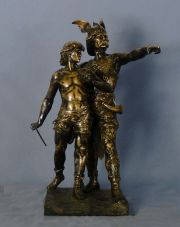Laporte, Emile. VERCINGETORIX Y SU HIJO, escultura bronce.