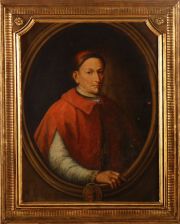 Annimo. Retrato de obispo, leo con escudo
