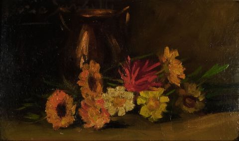Santilli, Fernando. Vaso con flores, óleo