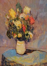Montoya Ortiz 'Vaso con flores', óleo