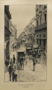 UNE RUE A BUENOS AYRES (calle Peru), grabado 1890