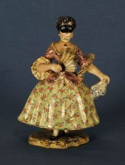 Dama con antifaz, figura de porcelana de capodimonte plicromo, restaurado