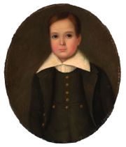 Retrato de nio Adolfo Bernal, leo oval sobre tela, sin firma 56 x 47.5