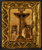 Cuadro pequeo talla Crucifixion, marco dorado (80)