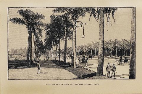 Avenue Sarmiento (Palermo), grabado 1890