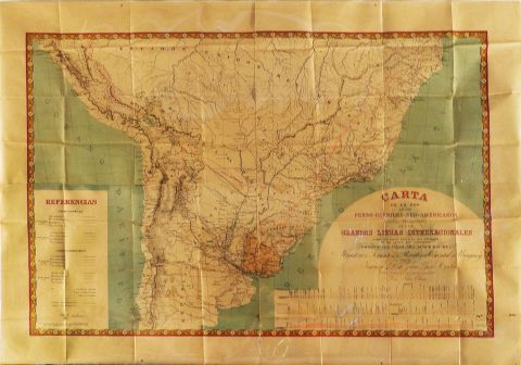 Mapa de los ferrocarriles sudamericanos 1893