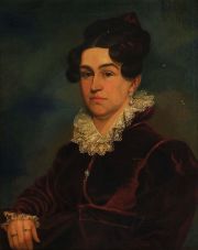 Retrato de mujer Sra. Ureta, leo poca colonial, peq. saltaduras