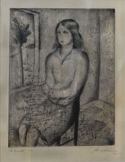 SOLDI, Raúl. La Finestra, grabado, prueba de artista. Firmado y fechado 1928.